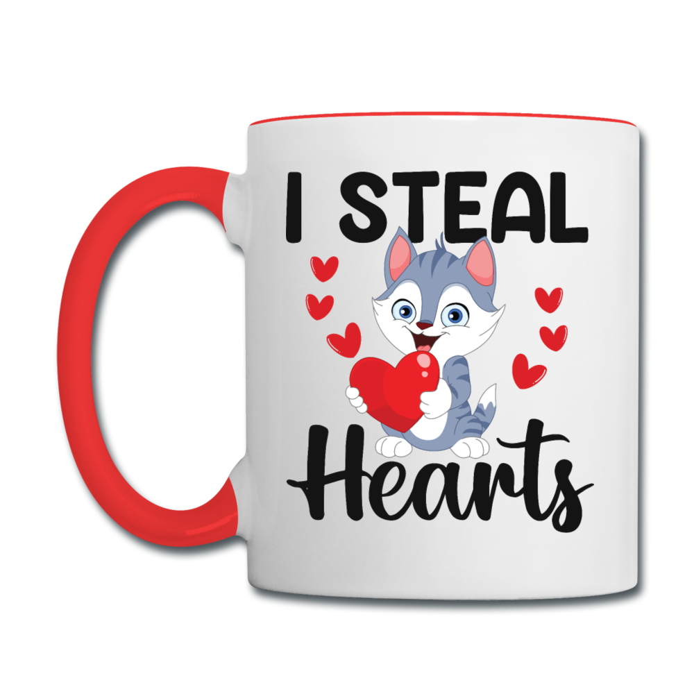 I Steal Hearts v1 - Contrast Coffee Mug - white/red