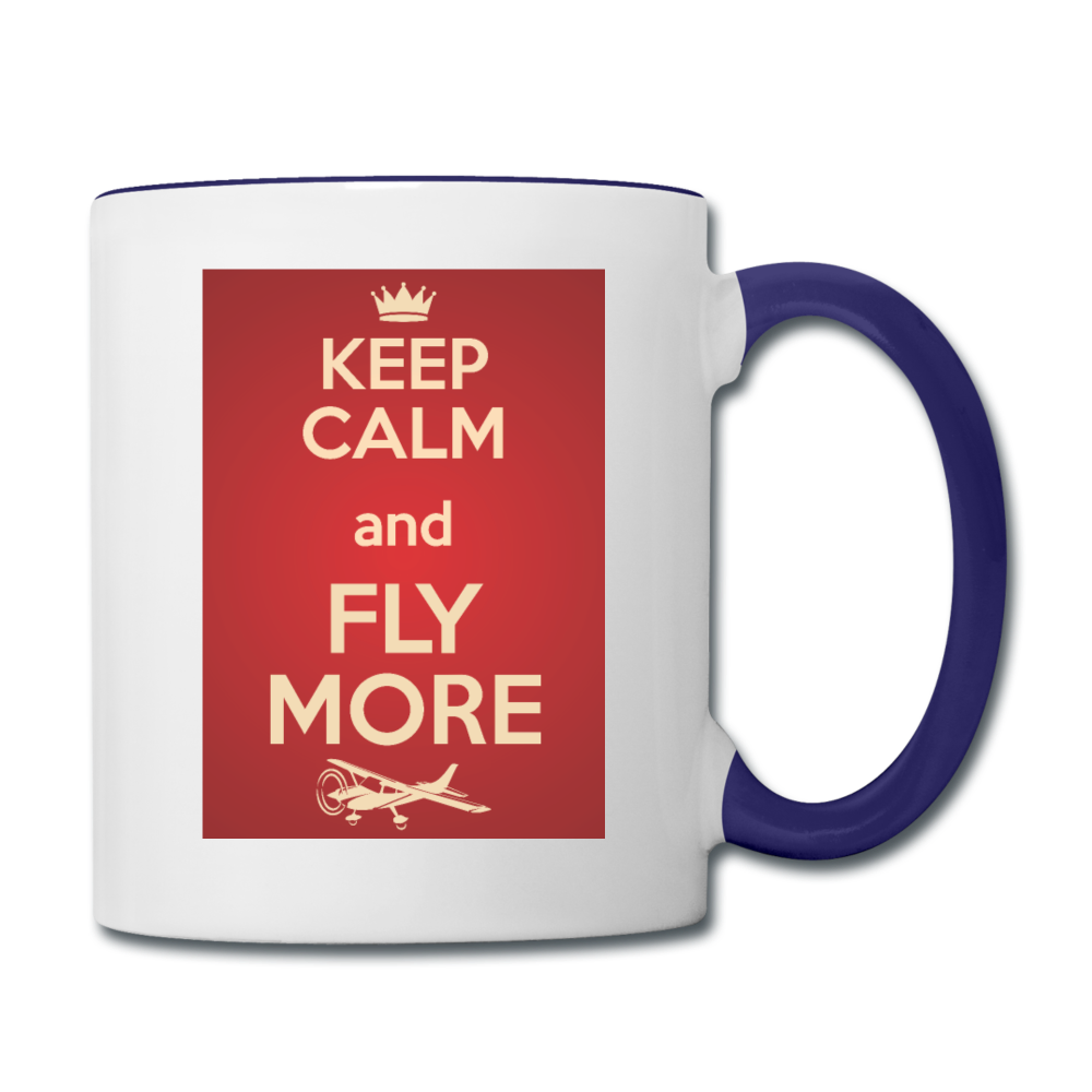 Keep Calm And Fly More - Red - Contrast Coffee Mug - white/cobalt blue