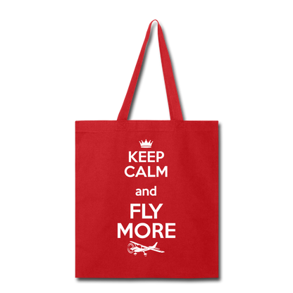 Keep Calm And Fly More - White - Tote Bag - red