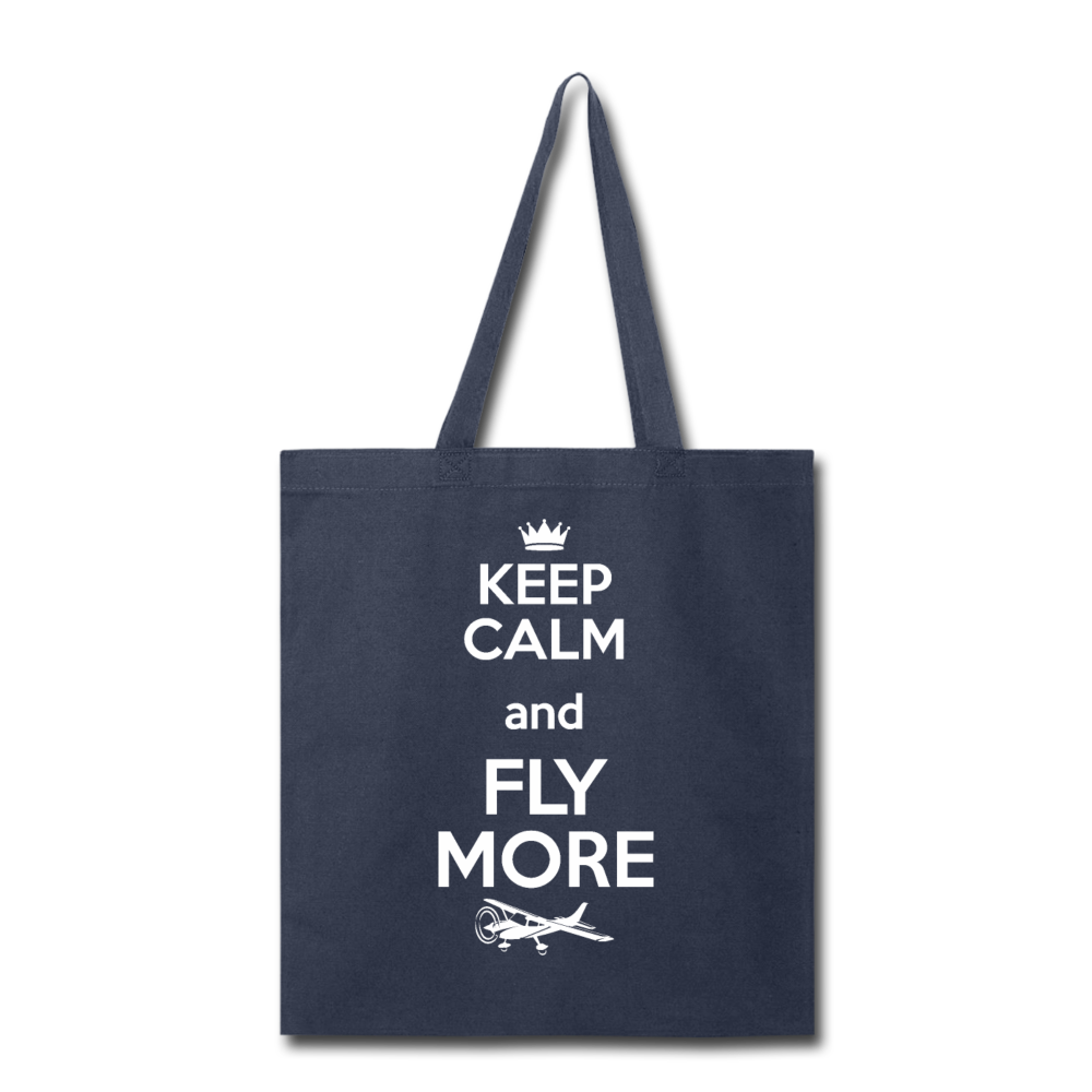 Keep Calm And Fly More - White - Tote Bag - navy