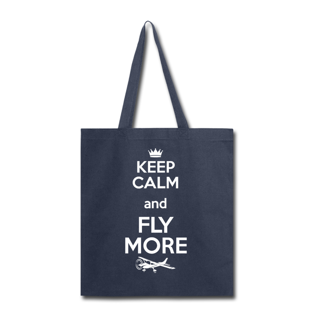 Keep Calm And Fly More - White - Tote Bag - navy