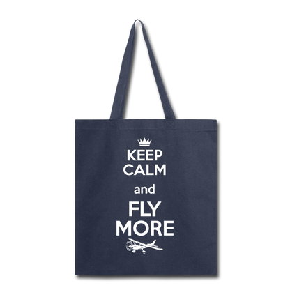 Keep Calm And Fly More - White - Tote Bag - navy