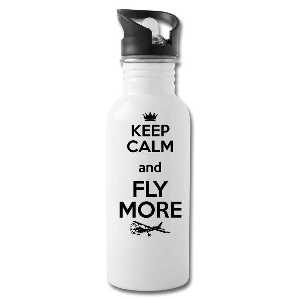 Keep Calm And Fly More - Black - Water Bottle - white