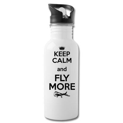 Keep Calm And Fly More - Black - Water Bottle - white