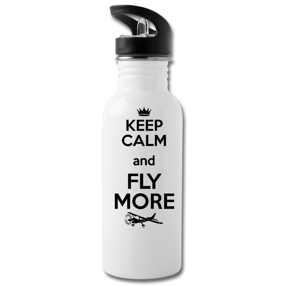 Keep Calm And Fly More - Black - Water Bottle - white