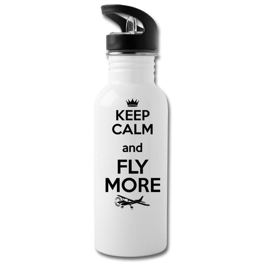 Keep Calm And Fly More - Black - Water Bottle - white