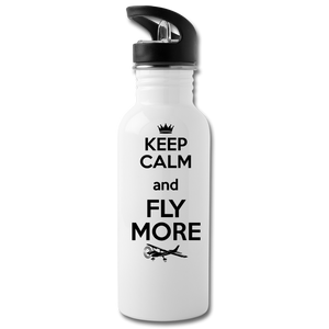 Keep Calm And Fly More - Black - Water Bottle - white