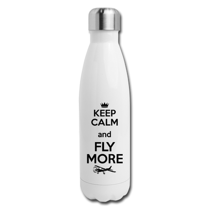 Keep Calm And Fly More - Black - Insulated Stainless Steel Water Bottle - white