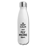 Keep Calm And Fly More - Black - Insulated Stainless Steel Water Bottle - white