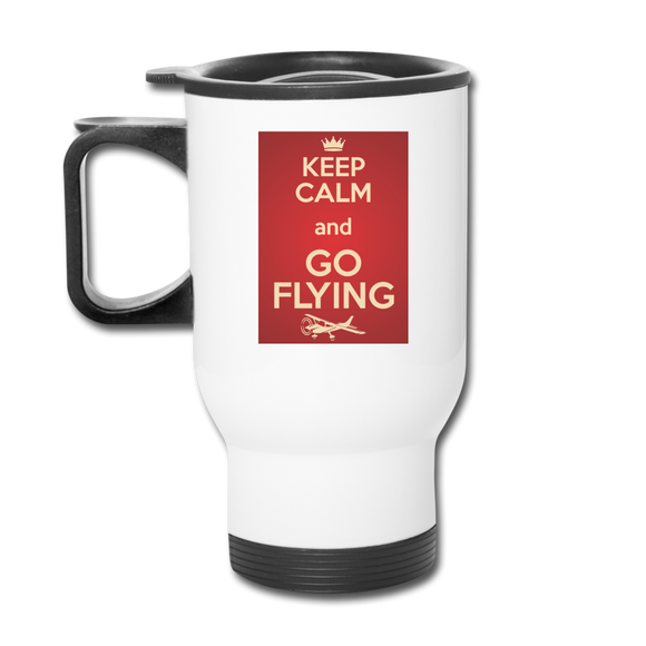 Keep Calm And Go Flying - Red - Travel Mug - white