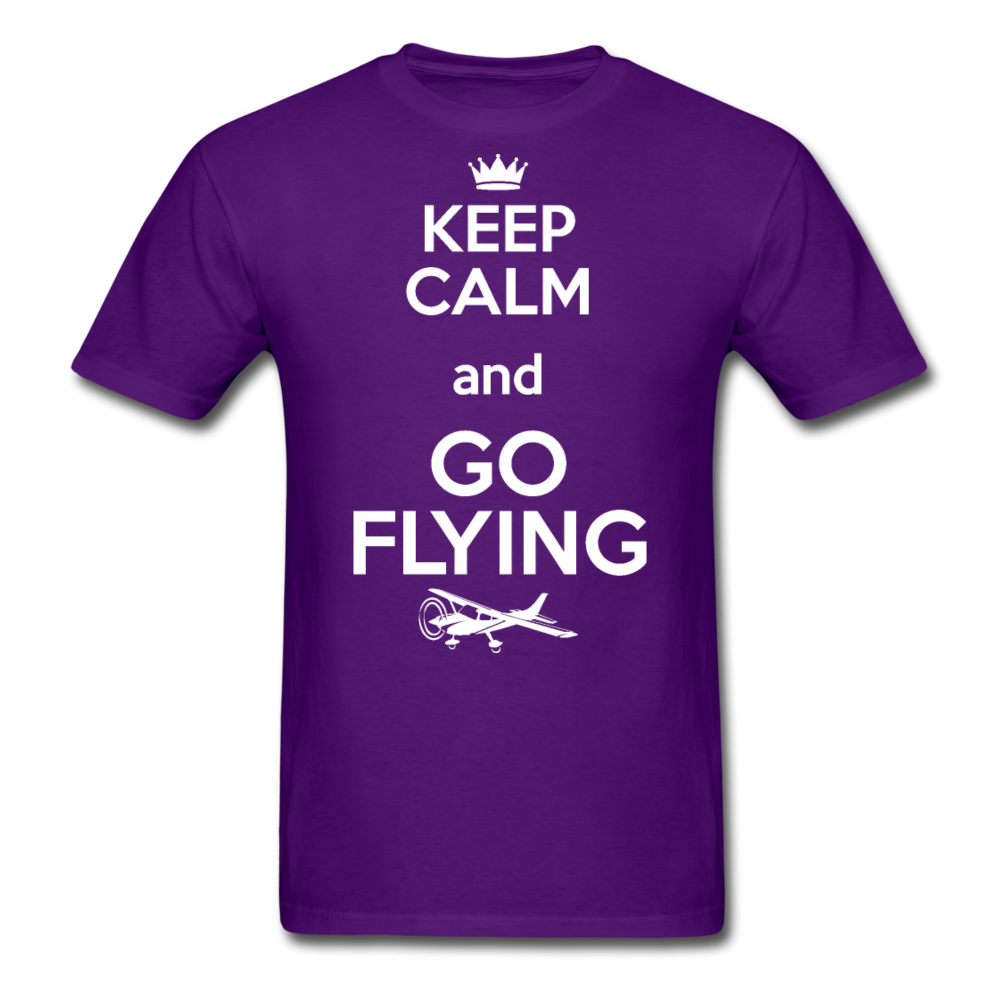 Keep Calm And Go Flying - White - Unisex Classic T-Shirt - purple