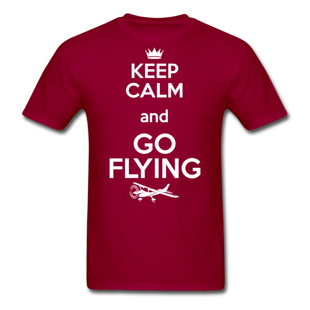 Keep Calm And Go Flying - White - Unisex Classic T-Shirt - dark red