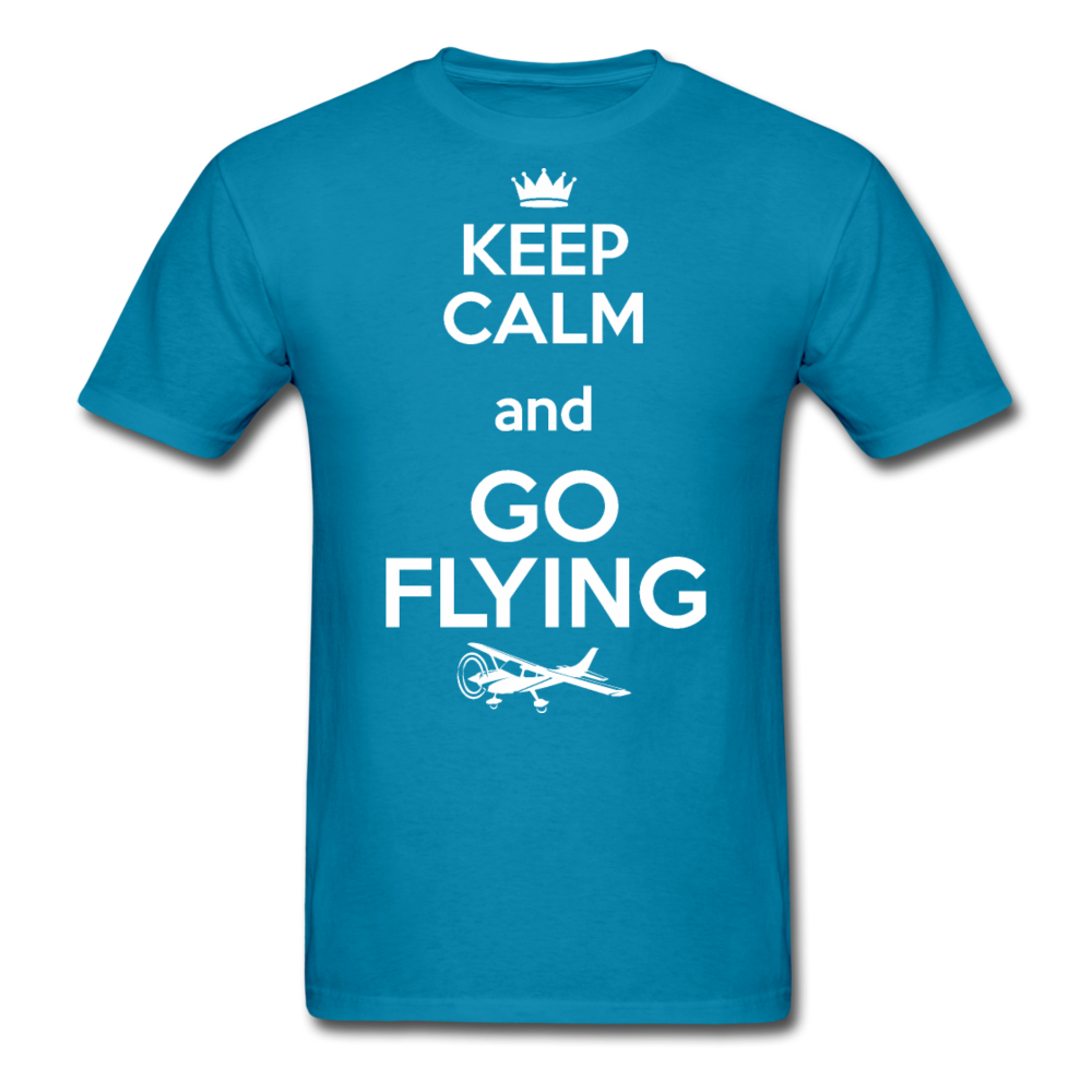 Keep Calm And Go Flying - White - Unisex Classic T-Shirt - turquoise