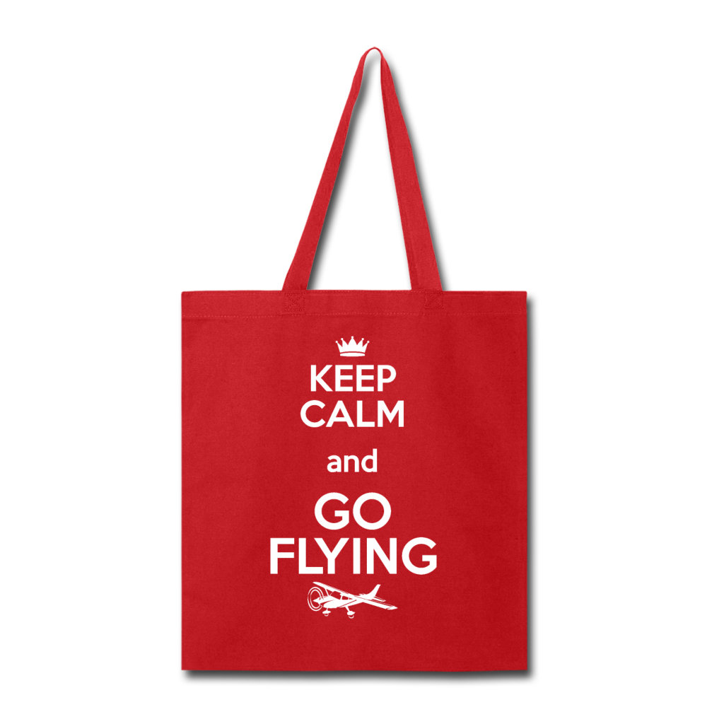 Keep Calm And Go Flying - White - Tote Bag - red