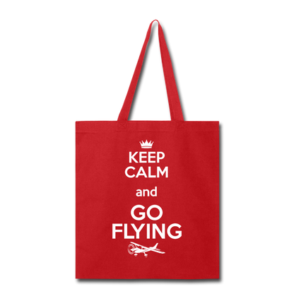 Keep Calm And Go Flying - White - Tote Bag - red