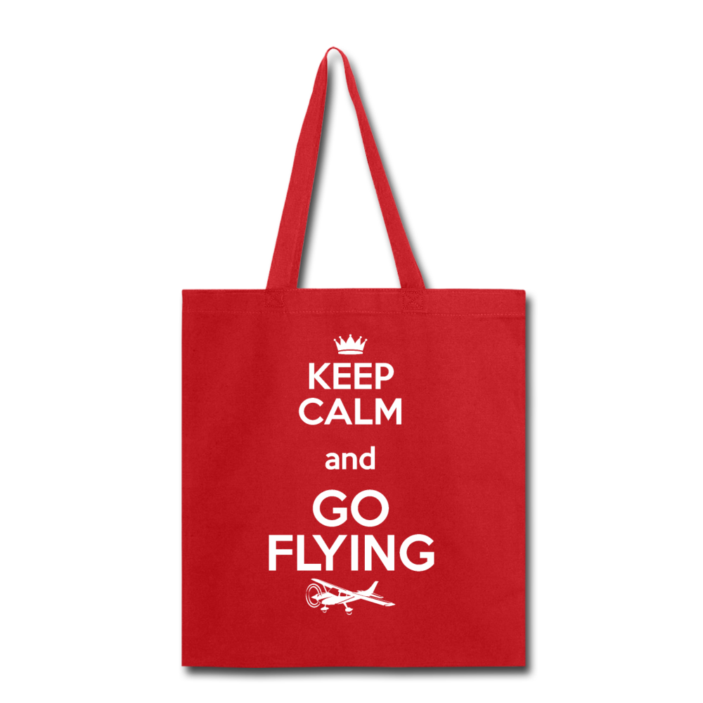 Keep Calm And Go Flying - White - Tote Bag - red