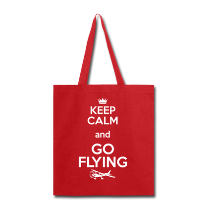 Keep Calm And Go Flying - White - Tote Bag - red