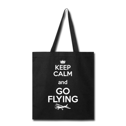 Keep Calm And Go Flying - White - Tote Bag - black