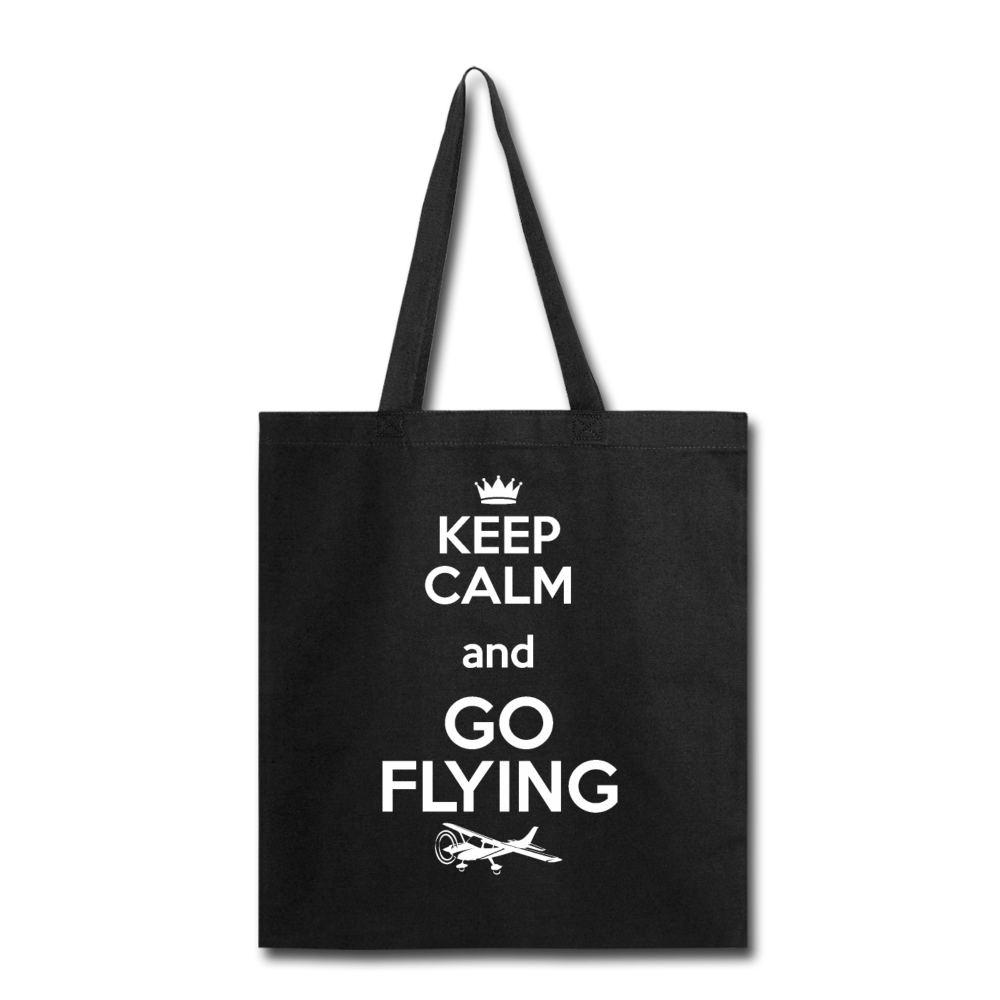 Keep Calm And Go Flying - White - Tote Bag - black