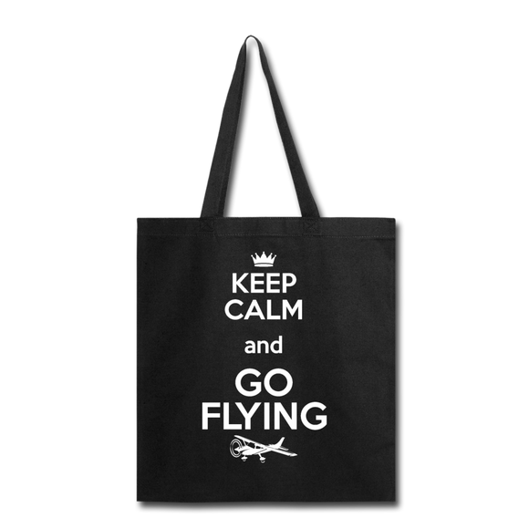 Keep Calm And Go Flying - White - Tote Bag - black