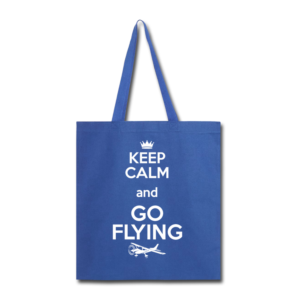 Keep Calm And Go Flying - White - Tote Bag - royal blue