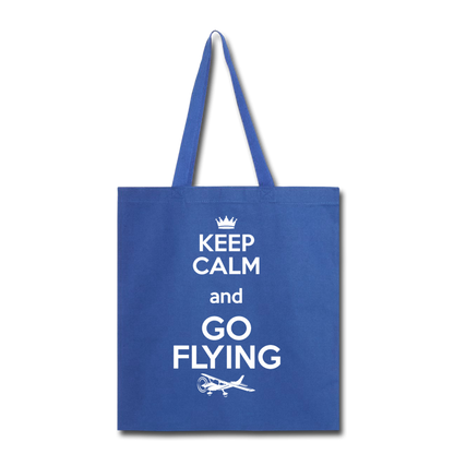 Keep Calm And Go Flying - White - Tote Bag - royal blue