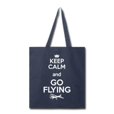Keep Calm And Go Flying - White - Tote Bag - navy