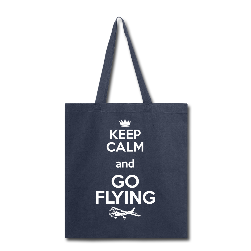 Keep Calm And Go Flying - White - Tote Bag - navy