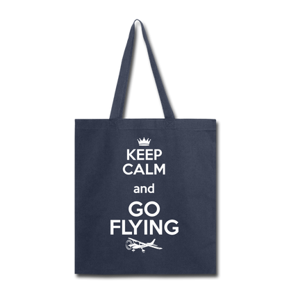 Keep Calm And Go Flying - White - Tote Bag - navy