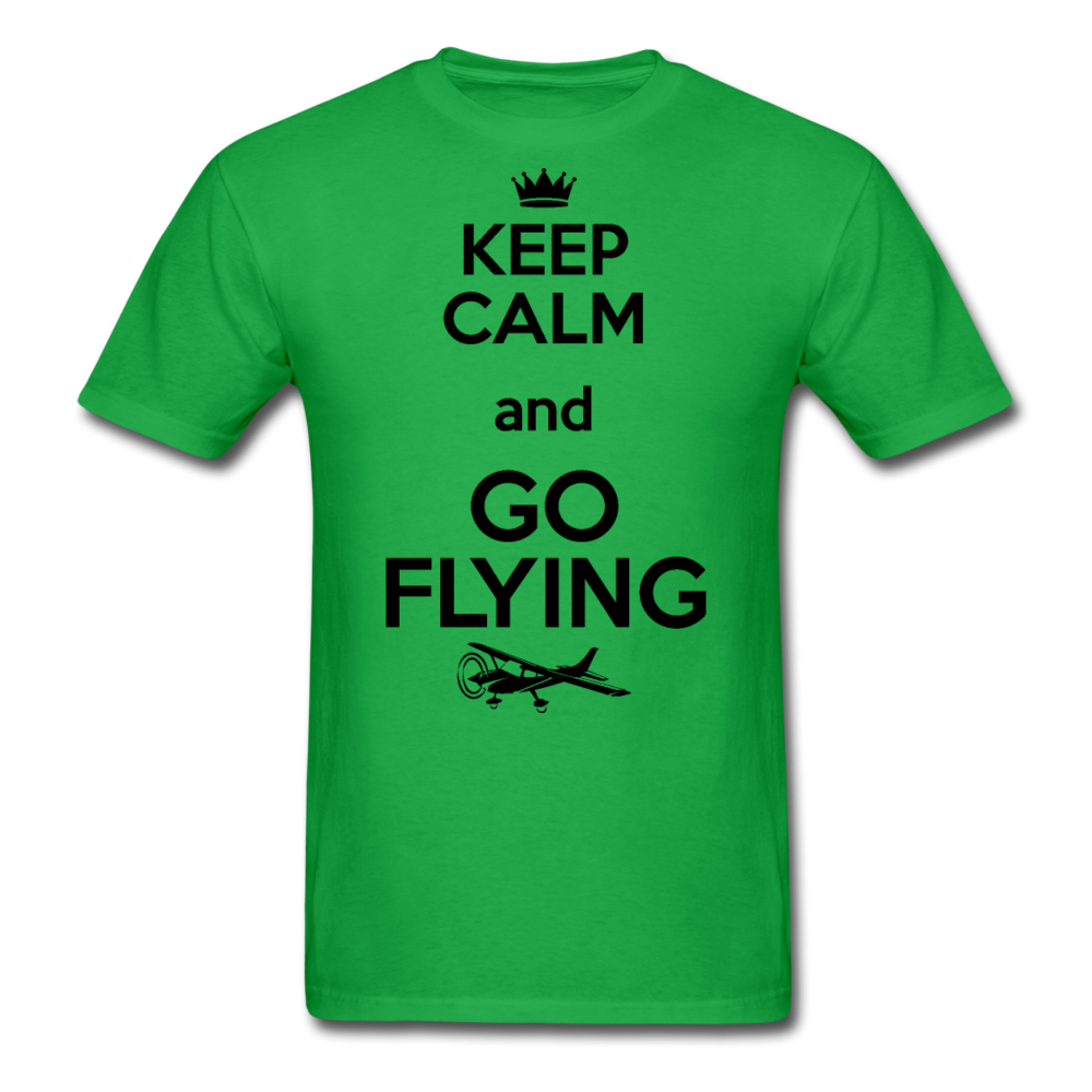 Keep Calm And Go Flying - Black - Unisex Classic T-Shirt - bright green