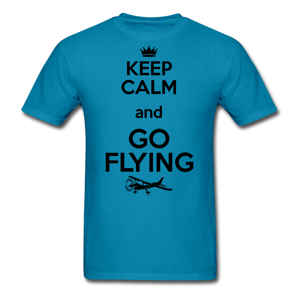 Keep Calm And Go Flying - Black - Unisex Classic T-Shirt - turquoise