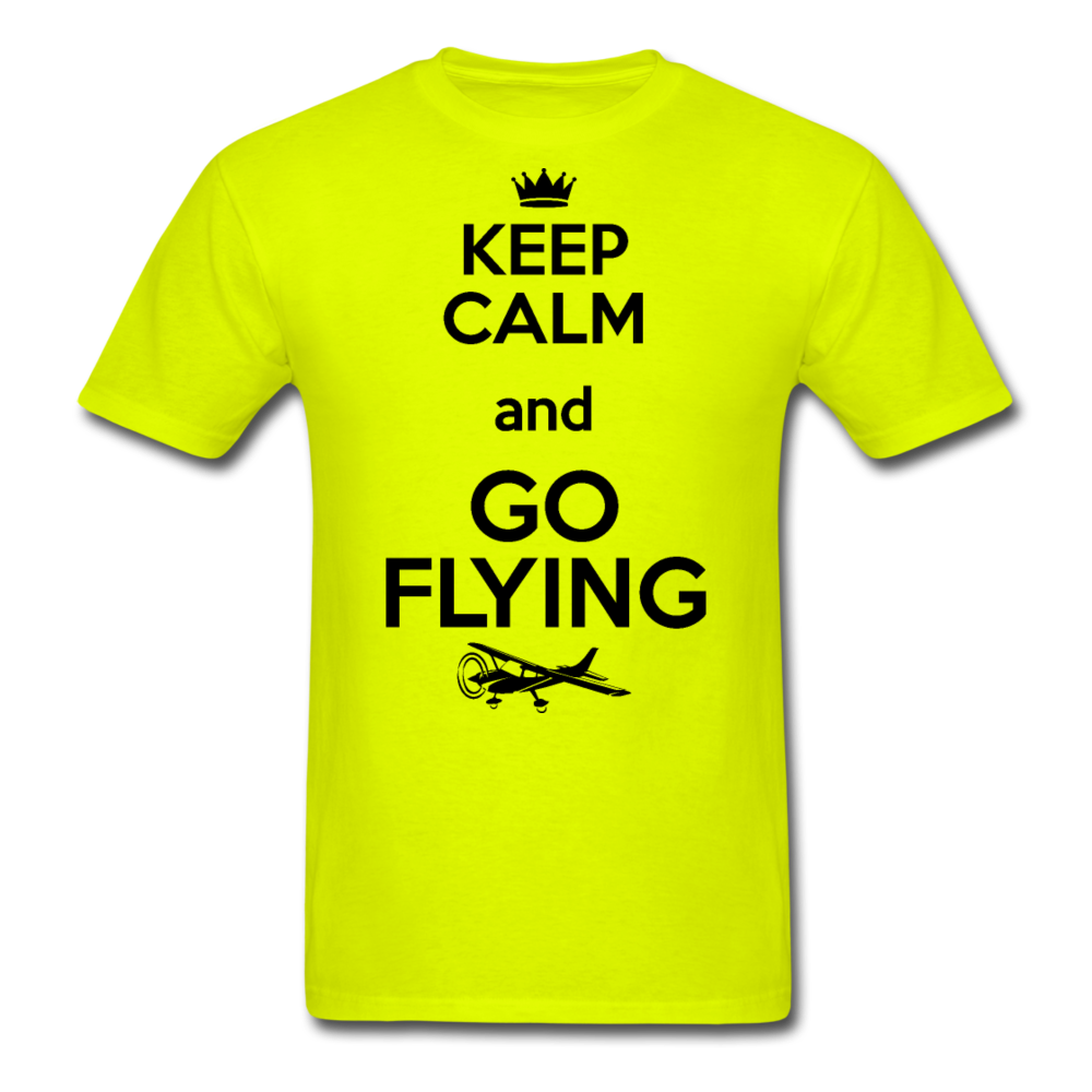 Keep Calm And Go Flying - Black - Unisex Classic T-Shirt - safety green