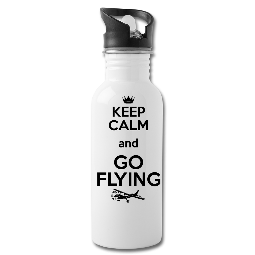 Keep Calm And Go Flying - Black - Water Bottle - white