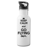 Keep Calm And Go Flying - Black - Water Bottle - white