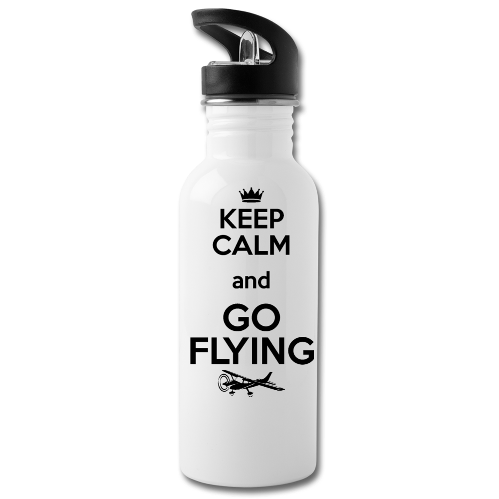 Keep Calm And Go Flying - Black - Water Bottle - white