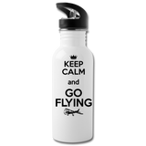 Keep Calm And Go Flying - Black - Water Bottle - white