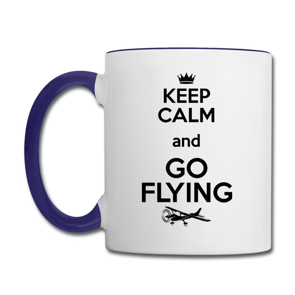 Keep Calm And Go Flying - Black - Contrast Coffee Mug - white/cobalt blue