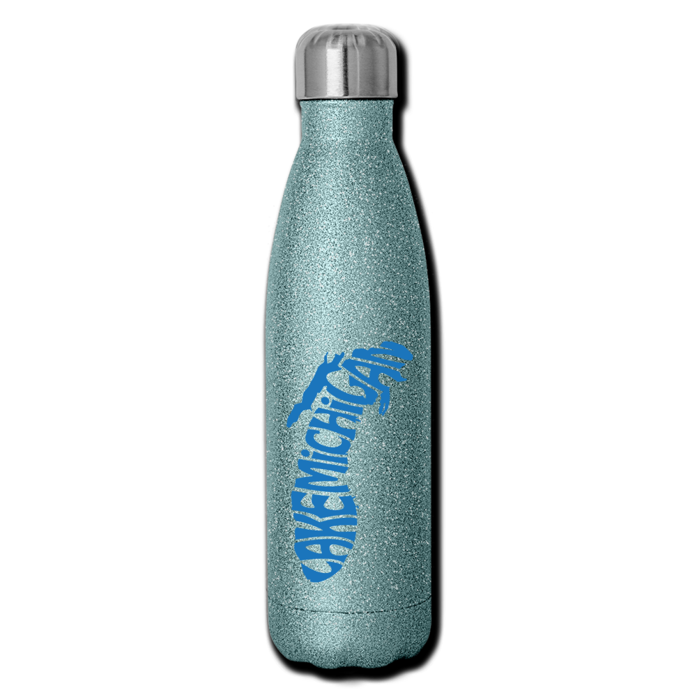 Lake Michigan - Insulated Stainless Steel Water Bottle - turquoise glitter