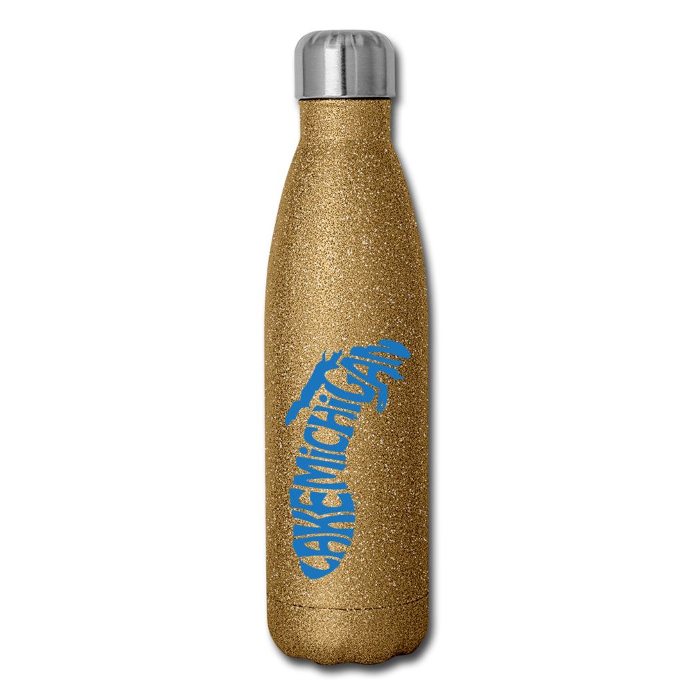 Lake Michigan - Insulated Stainless Steel Water Bottle - gold glitter