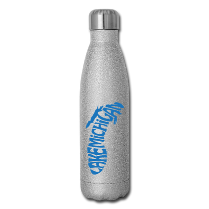 Lake Michigan - Insulated Stainless Steel Water Bottle - silver glitter