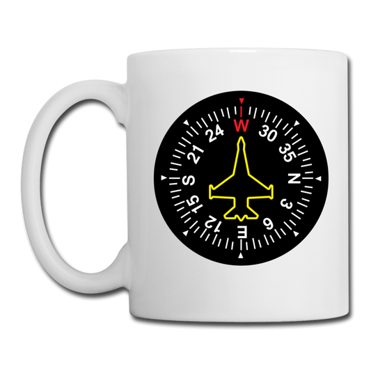 Fighter Jet Compass - Coffee/Tea Mug - white