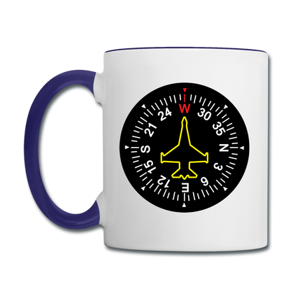 Fighter Jet Compass - Contrast Coffee Mug - white/cobalt blue