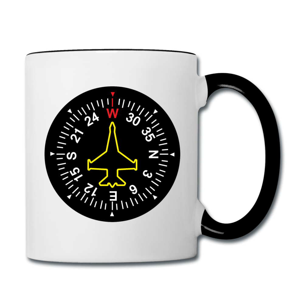 Fighter Jet Compass - Contrast Coffee Mug - white/black