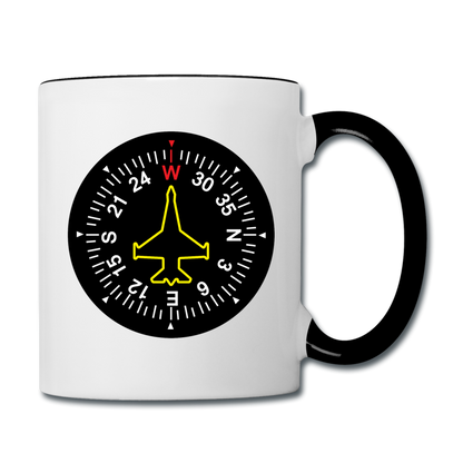 Fighter Jet Compass - Contrast Coffee Mug - white/black