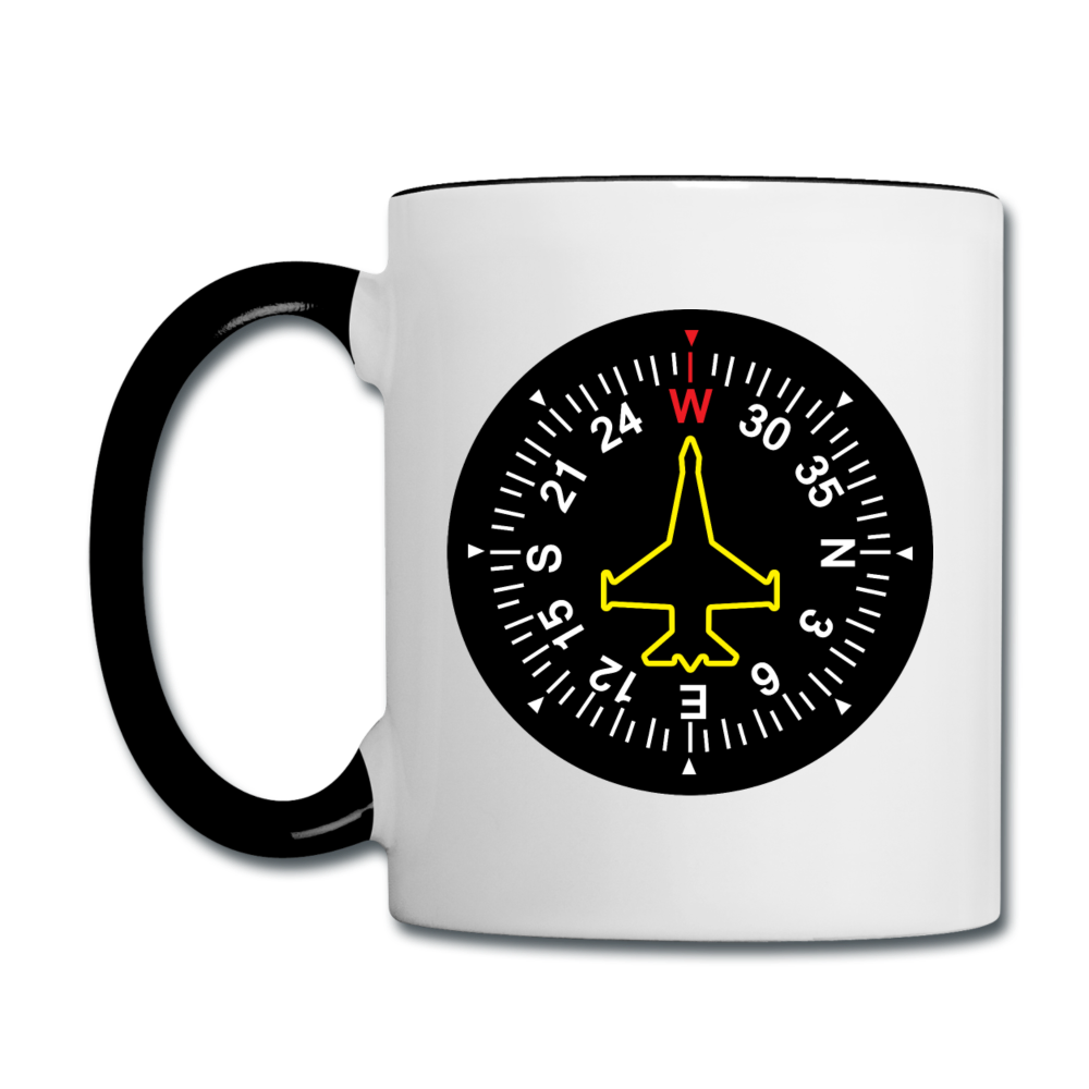 Fighter Jet Compass - Contrast Coffee Mug - white/black