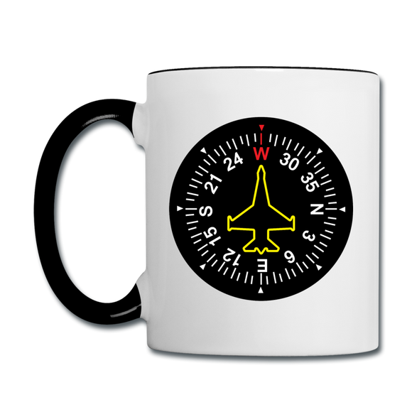 Fighter Jet Compass - Contrast Coffee Mug - white/black