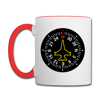 Fighter Jet Compass - Contrast Coffee Mug - white/red