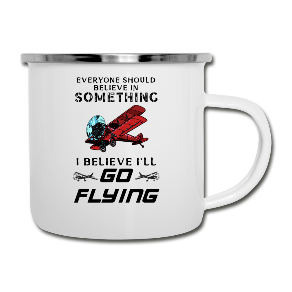 Believe In Something - Go Flying - Camper Mug - white