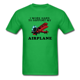 I Work Hard To Support My Airplane - Red - Unisex Classic T-Shirt - bright green