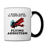 I Work Hard To Support My Flying Addiction - Contrast Coffee Mug - white/black